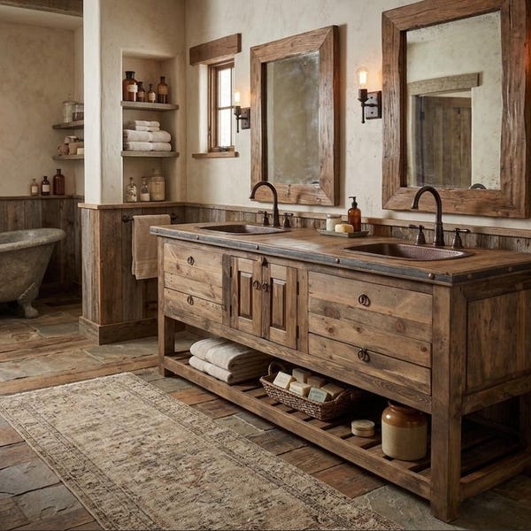 Ladder Bottom Rustic Bathroom Vanity