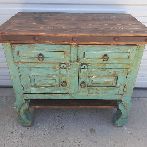 Iver Rustic Turquoise Bathroom Vanity Etsy