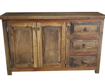 Rustic Reclaimed Wood Bathroom Vanity 2-Door 3-Drawer