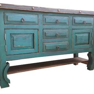 Vintage Style Rustic turquoise Wash Bathroom Vanity