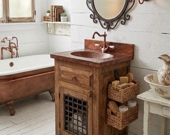 Copper top rustic vanity