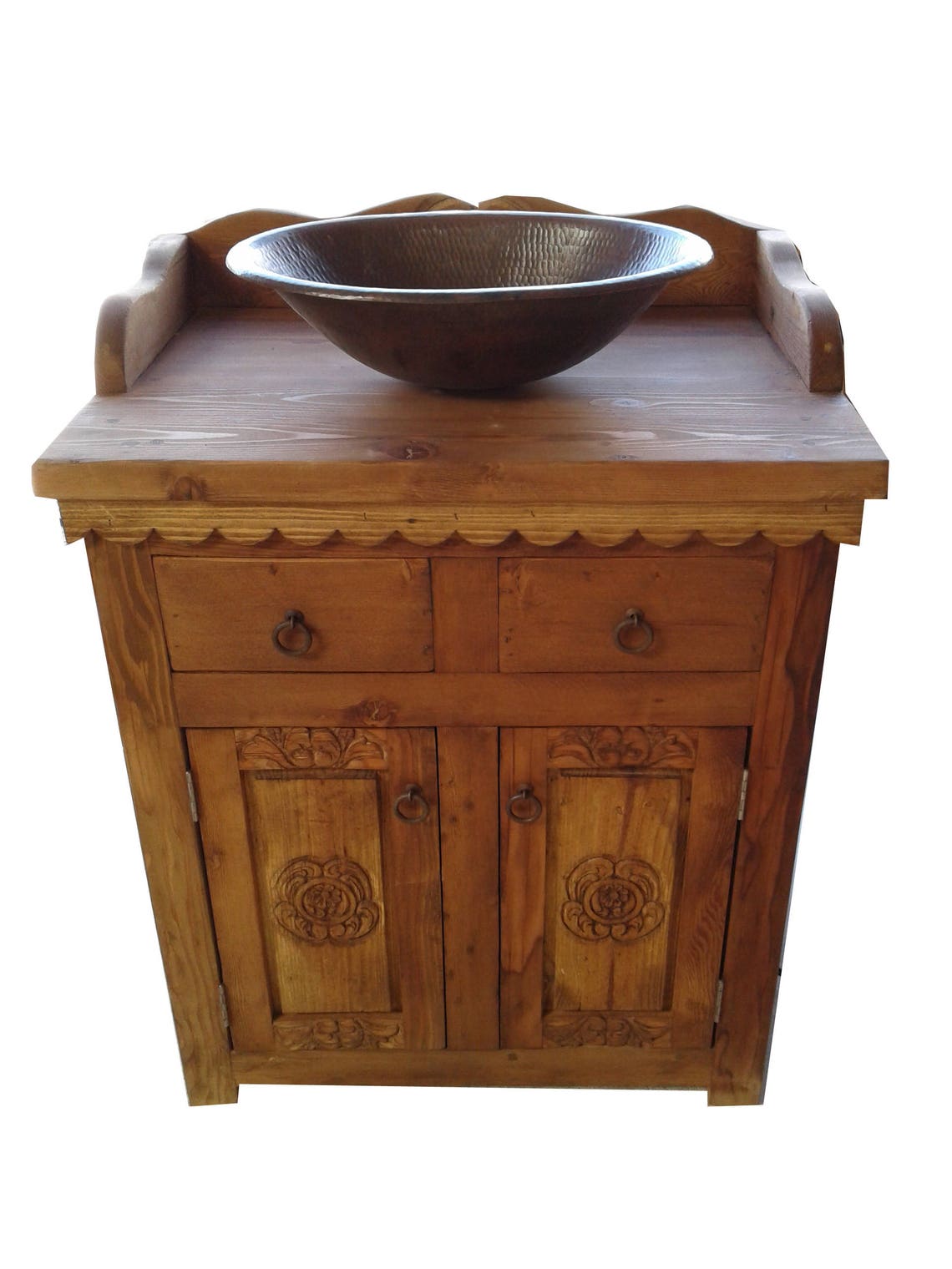 Rustic Carved Wood Bathroom Vanity/ Buffet Etsy