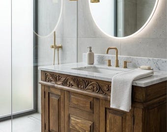 rustic Bathroom Vanity Carved