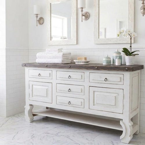 Vintage Style Rustic white Bathroom Vanity