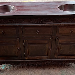 Shipwreck Dark Vanity W/ 2 Copper Sinks Included