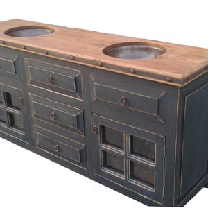 Rustic bathroom vanity glass doors