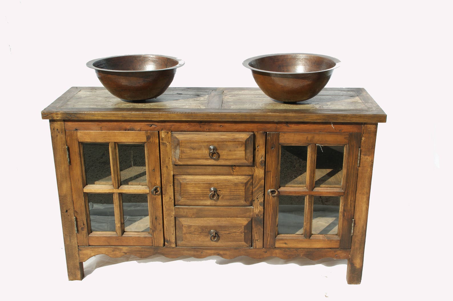 Custom Rustic Baño Vanity 48 puertas de cristal de ancho | Etsy