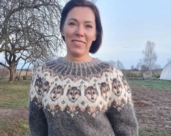 Lettlopi Pullover, Handgestrickter isländischer Pullover, Warg Pullover, MADE TO ORDER