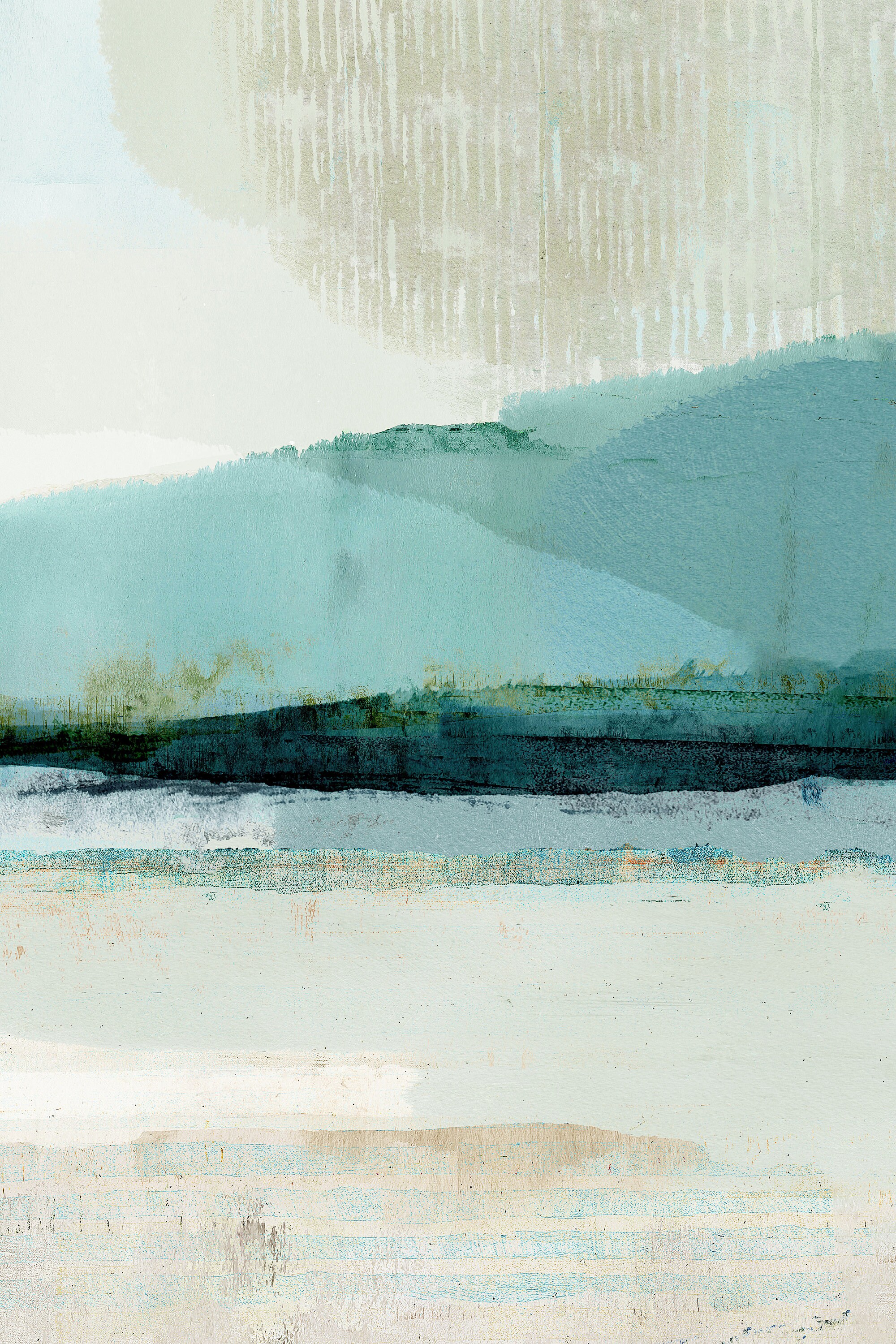 Coastal Landscape Wall Art Set of 3 / Blue Abstract Canvas Art Etsy