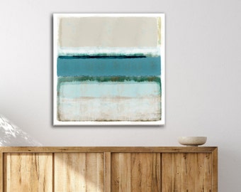 Blue green coastal art print / abstract minimalist painting / turquoise living room wall art / serene ocean art / modern beach house decor