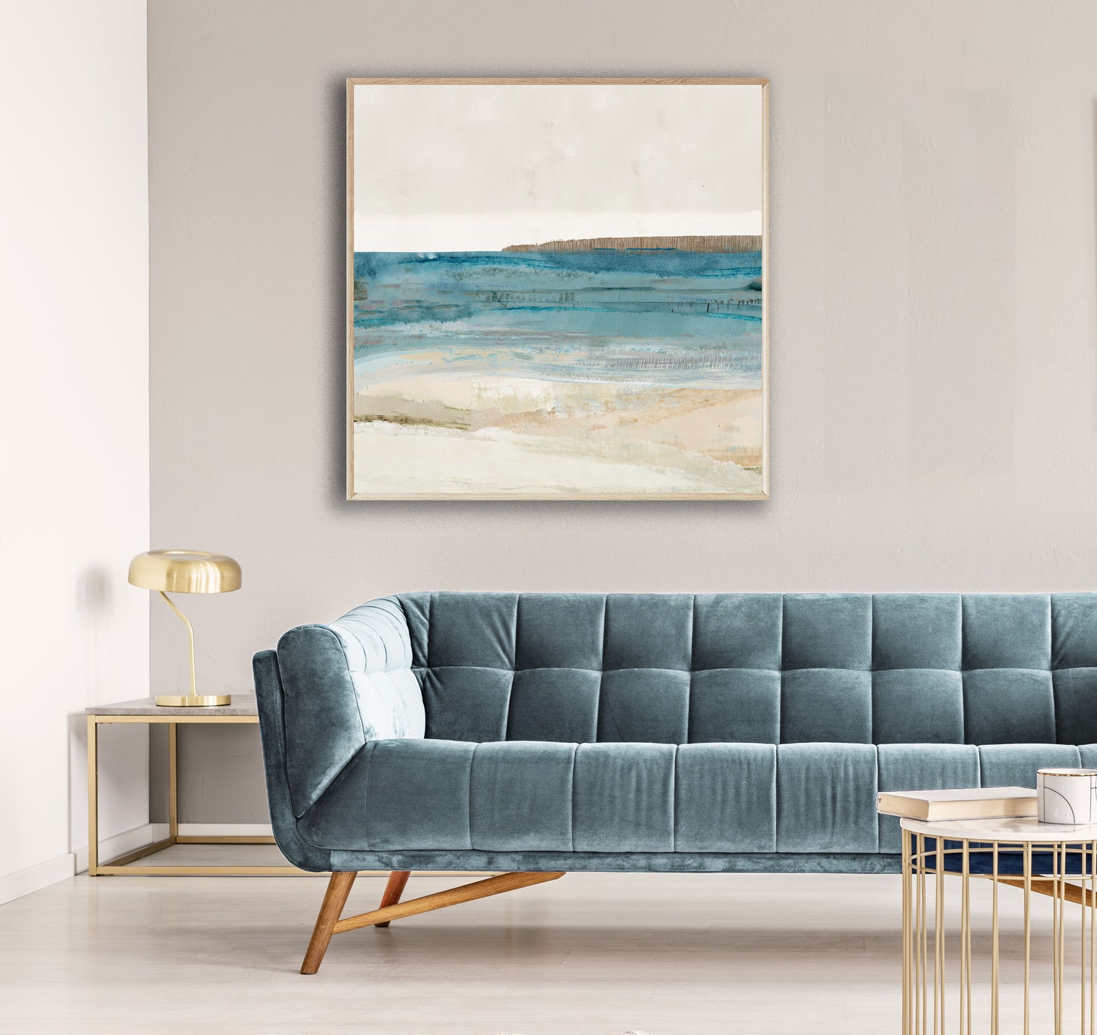 Large Blue Coastal Art Print / Abstract Seascape Painting Etsy
