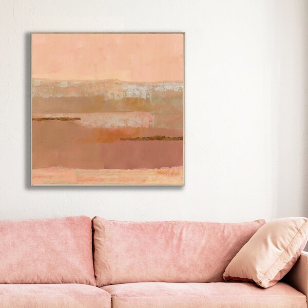 Pink & terracotta abstract landscape painting / Moroccan sunset wall art / large contemporary abstract art print