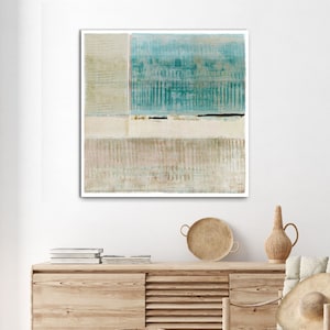Green & sandy beige abstract wall art / large coastal art / mint green contemporary art / green minimalist art / beach house wall art
