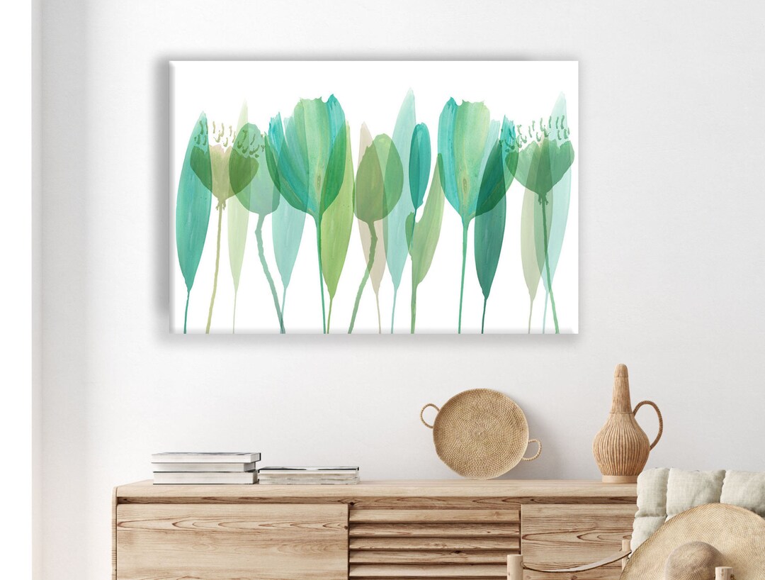 Green Abstract Botanical Painting / Leaf Wall Art / Beach House Decor ...