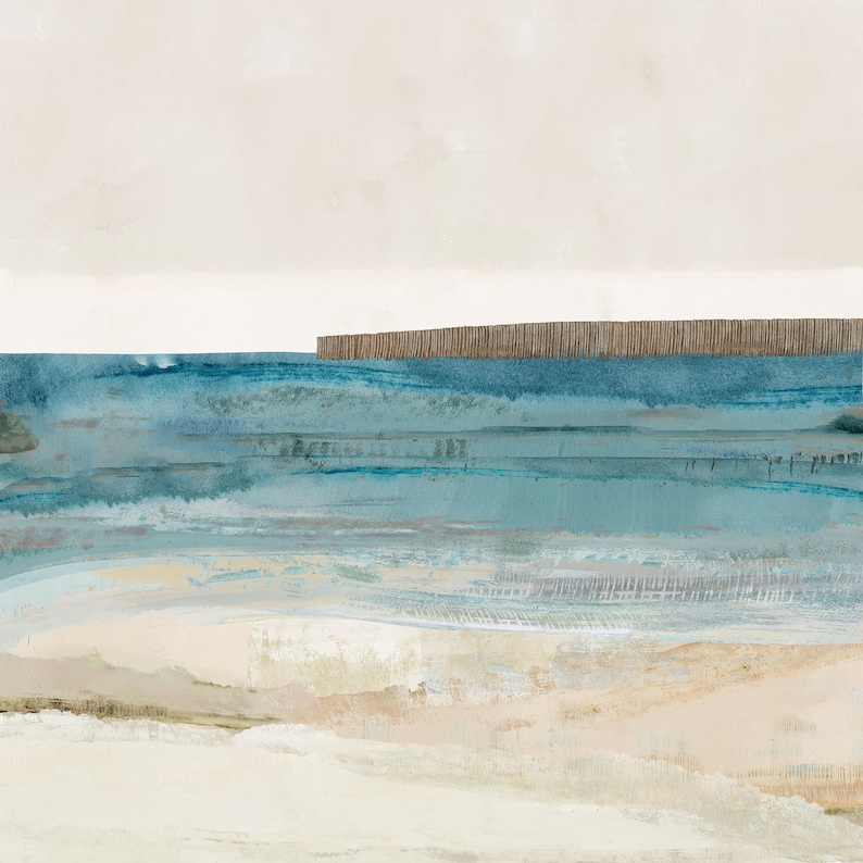 Large Blue Coastal Art Print / Abstract Seascape Painting Etsy