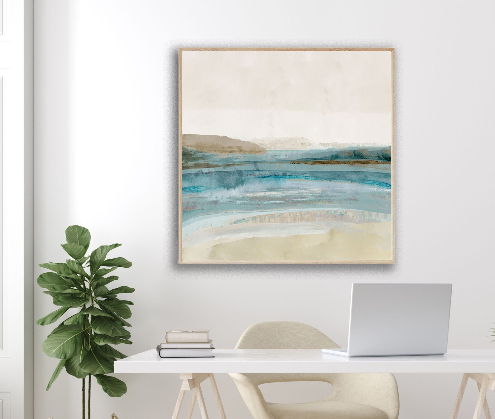 Soft blue coastal art print / abstract seascape painting Etsy