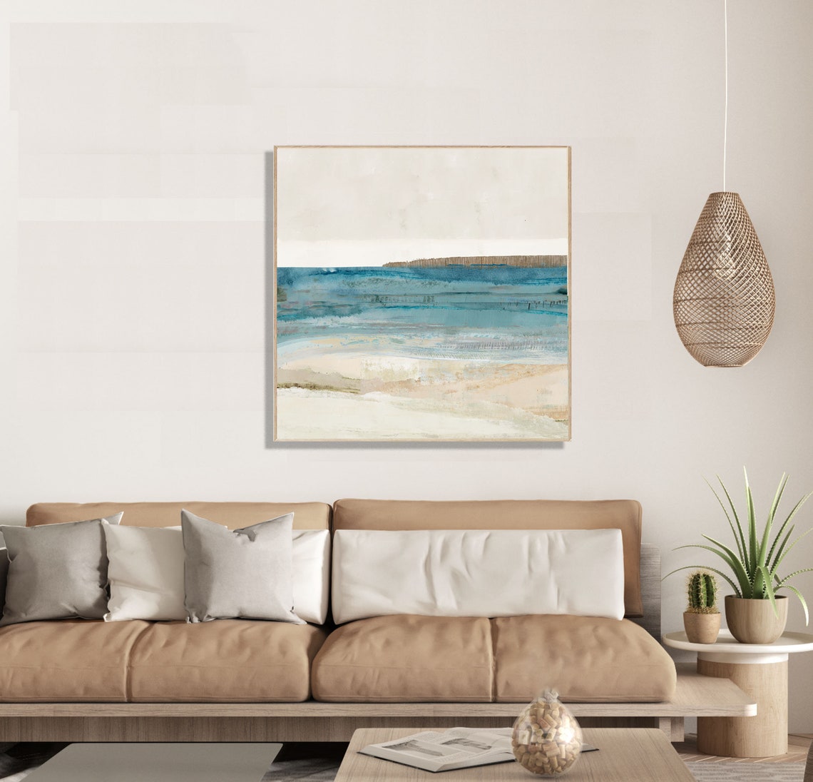 Large Blue Coastal Art Print / Abstract Seascape Painting Etsy