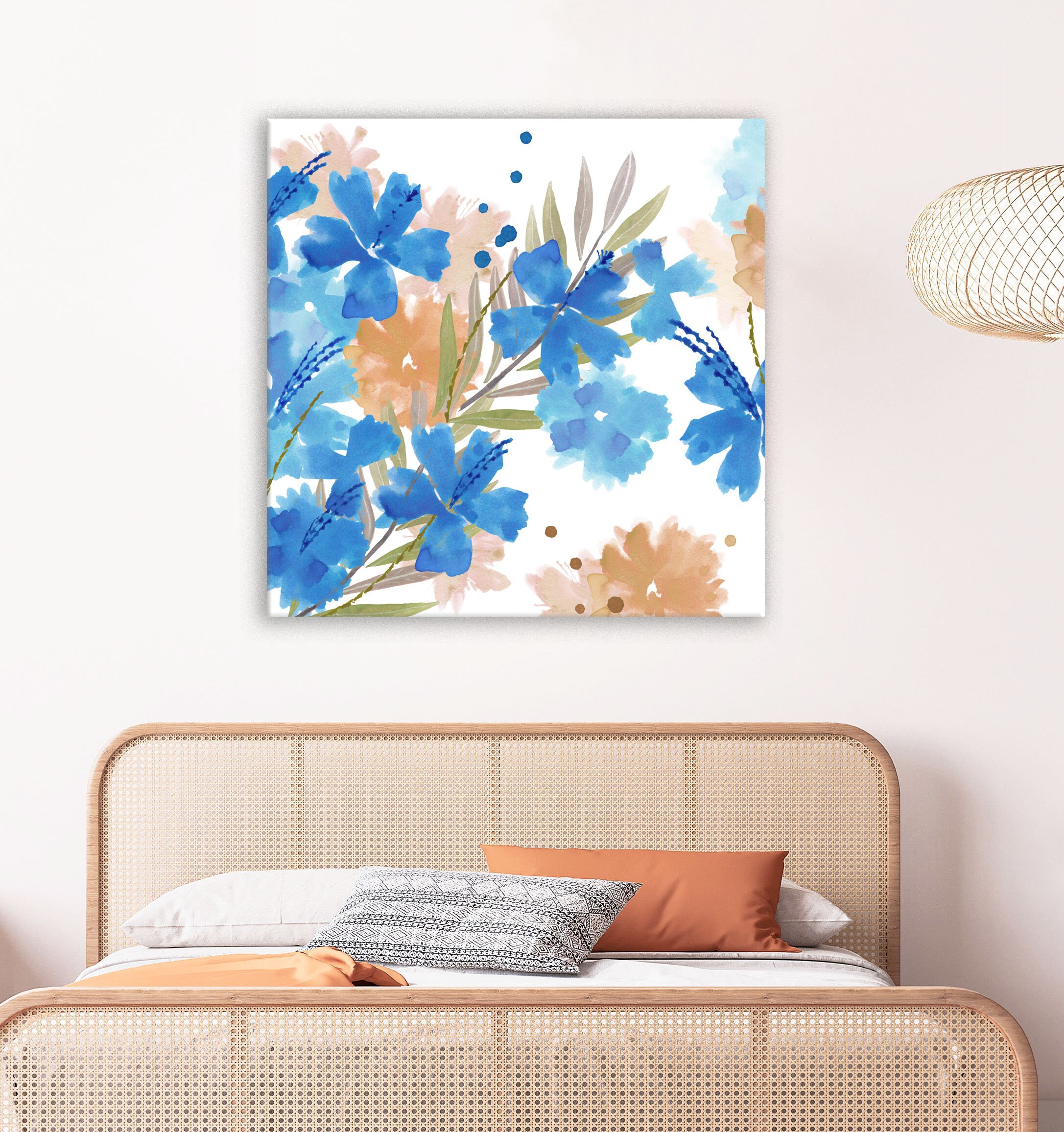 Bright blue floral painting / blue abstract flowers art / blue | Etsy