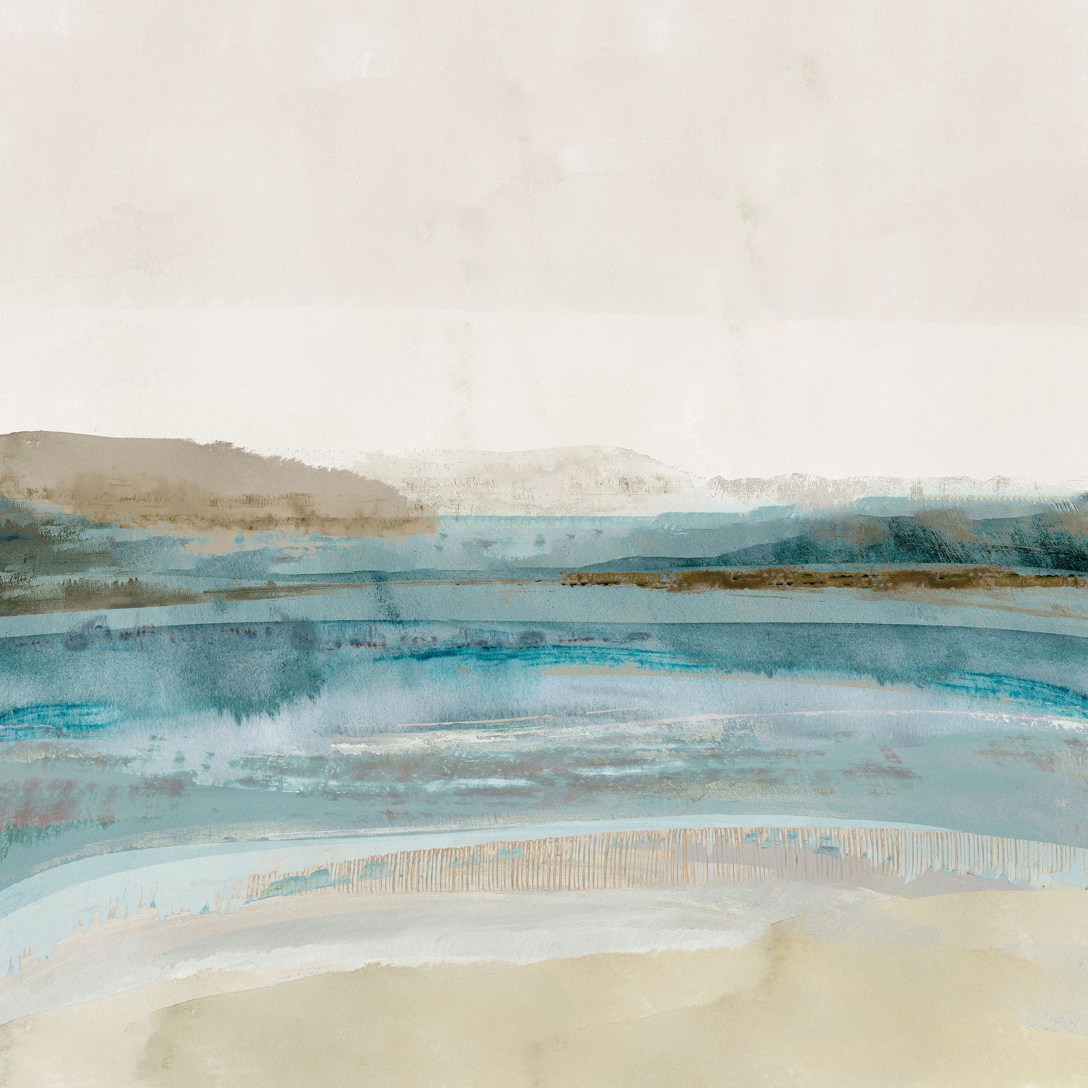 Soft blue coastal art print / abstract seascape painting Etsy