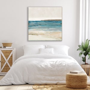 Blue coastal art / abstract seascape painting /ocean wall art / relaxing blue living room art / modern beach house art /holiday house art