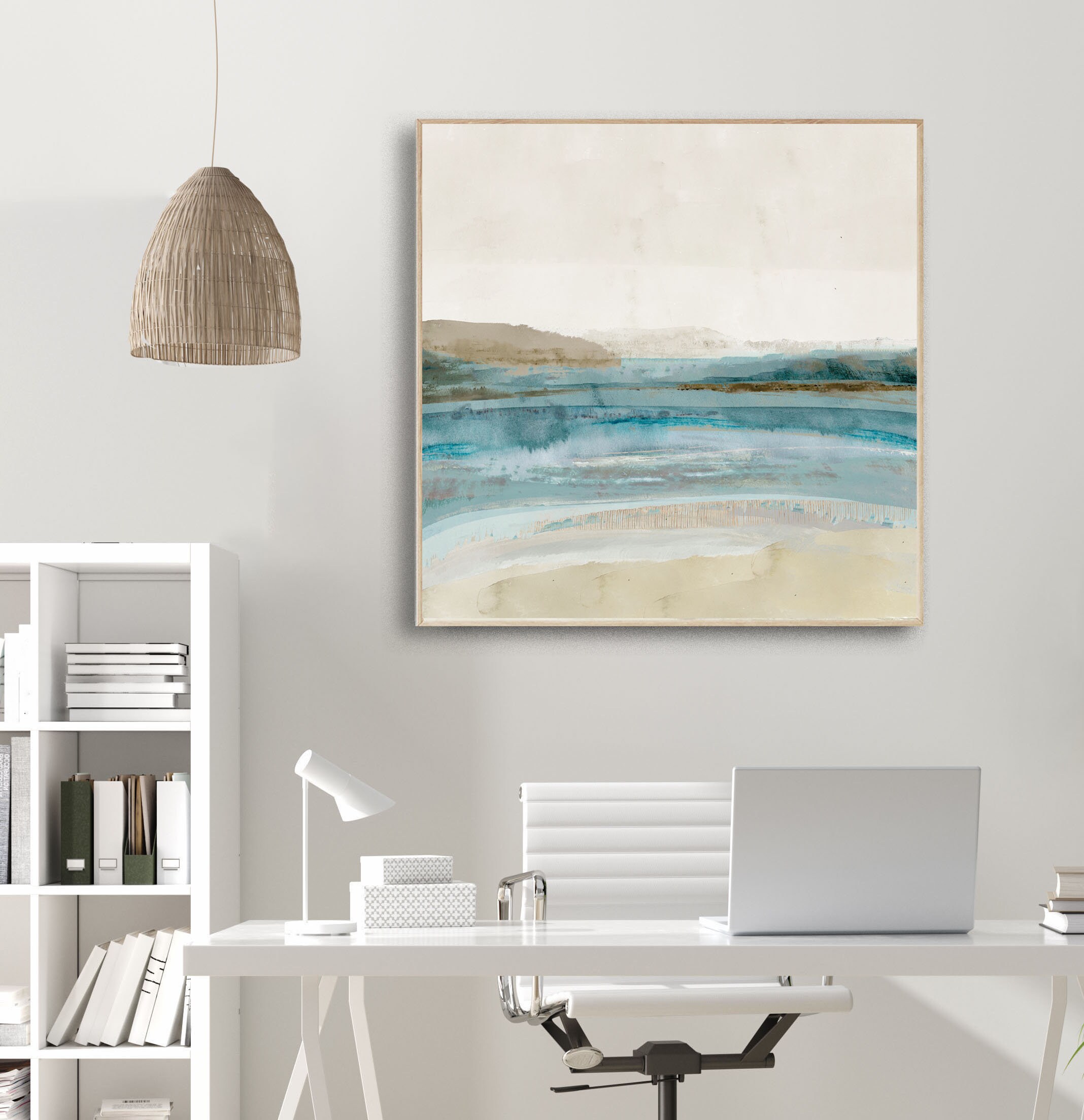 Soft Blue Coastal Art Print / Abstract Seascape Painting Etsy