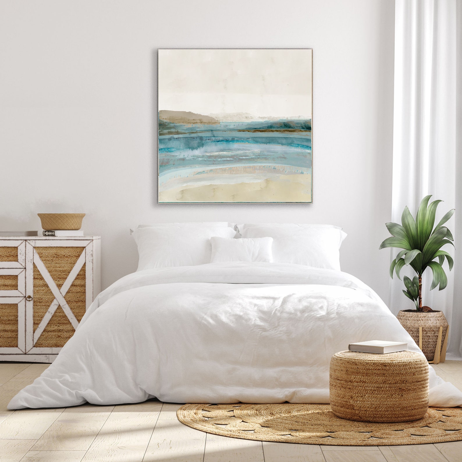 Soft blue coastal art print / abstract seascape painting Etsy