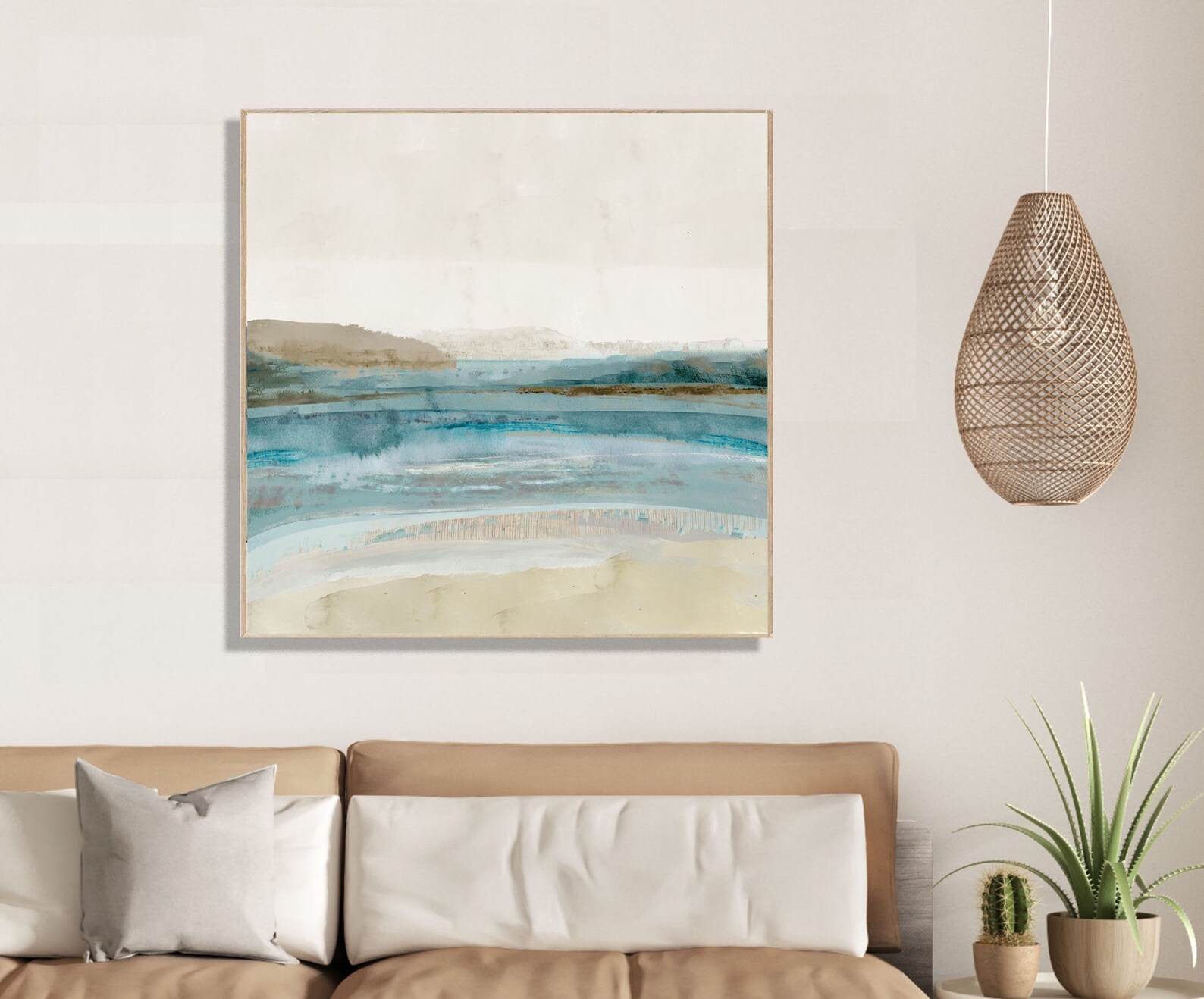 Soft blue coastal art print / abstract seascape painting Etsy