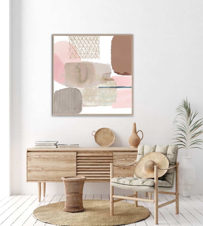 Pink & Grey Abstract Painting / Pink Pastel Wall Art / Etsy UK