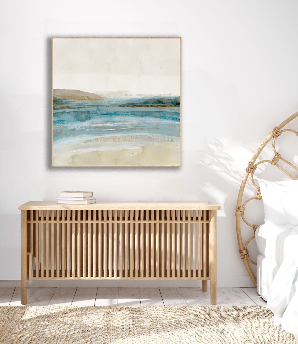 Soft blue coastal art print / abstract seascape painting Etsy