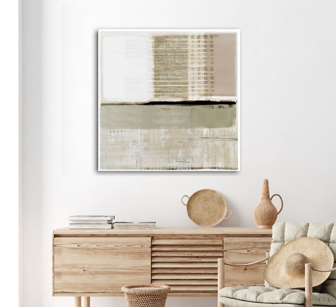 Sage Green and Beige Abstract Art Print / Neutral Minimalist Painting ...