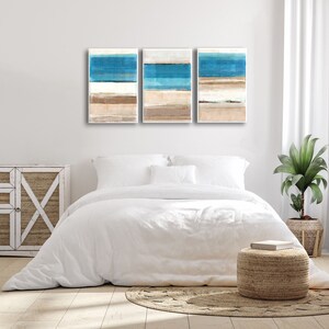 Blue Coastal Wall Art Set of 3 /abstract Seascape Fine Art Prints ...
