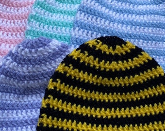 Striped Crochet Baby Hats (0-3months)