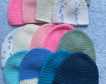 Crochet Baby Hats (0-3months, 3-6months)