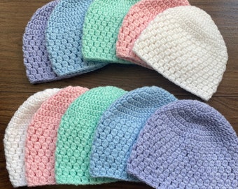 Crochet Baby Hats (0-3 months, 3-6 months)