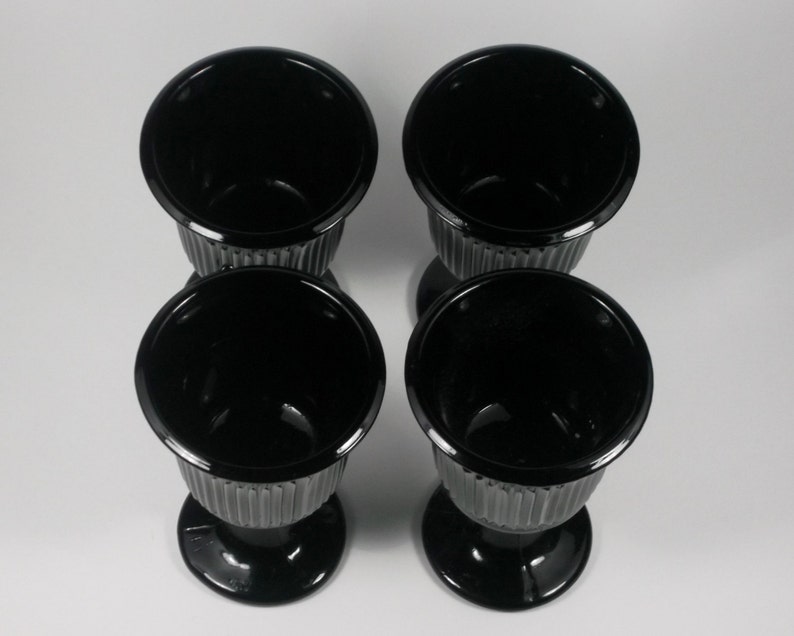 Black Depression Glass Stemware Set of Four Vertical Ribbed Etsy