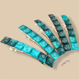 Handmade Turquoise Dandelion Barrette: Elegant Hair Clip