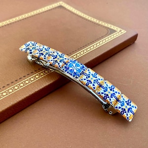 Handmade French Barrette: Mosaic Glass Hair Clip for Medium-Thick Hair