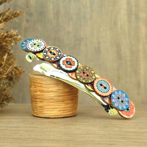 Handmade Boho Barrette, Rustic Charm Hair Clip, Vintage Buttons Hair Accessory, Unique Gift