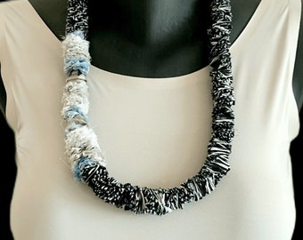 Stylish black and white  necklace for women, unique handmade accessory, gift for her
