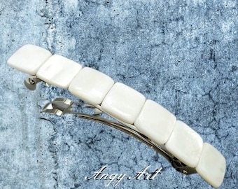 Elegant Mother of pearl shell barrette for women - Ivory hair clip-Gift for her