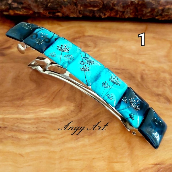 Barrette turquoise unique, faite main, pince à cheveux tendance, accessoire de cheveux élégant, cadeau pour femme