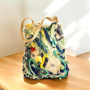 Sac fourre-tout en tissu fait main, accessoire tendance bohème, cadeau unique pour femme