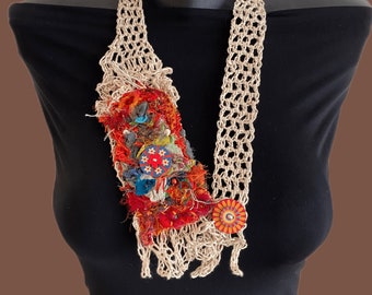 Artisan Made Fiber Art Necklace - Unique accessory for women - Gift Idea