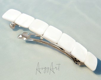 Elegant Mother of pearl shell barrette for women - Ivory hair clip-Gift for her