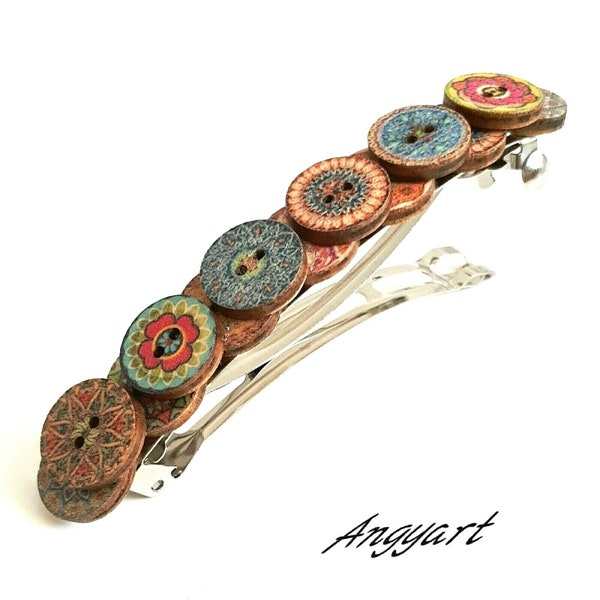 Vintage Inspired Barrette Clip for Women and Girls Boho Design Handmade Rustic Accessory Unique Gift