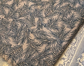 Pine Needle and Ecru Cream Cotton Fabric, Various Size Choices, Evergreen Shoppes on Main Fabric