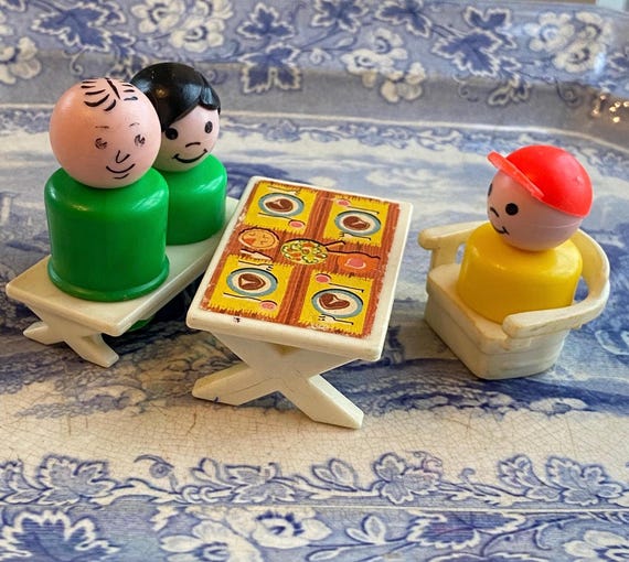 Picnicing Little People Set 80s Fisher Price People With Picnic