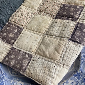 Vintage Hand Stitched and Time Worn Patchwork Table Mat 19”x16”