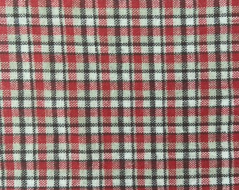 Bright Cotton Plaid Fabric - Cotton Crafting Material - Red Plaid Material