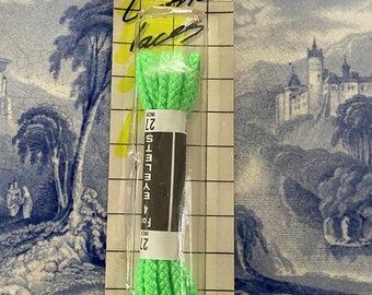 Vintage Neon Green Kids Shoelaces NIP 1984 by ’Lectric Laces Pair of 27” Laces for 4 Eyelets